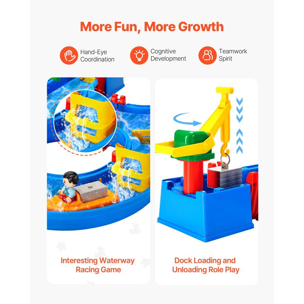 Wassertisch, Wasserspiel-Wasserweg für Kinder, Sommer-Wasserpark-Spielset im Freien mit 39-teiligem Zubehör für Garten, Rasen, Strand, Spieltisch für Jungen und Mädchen ab 3 Jahren