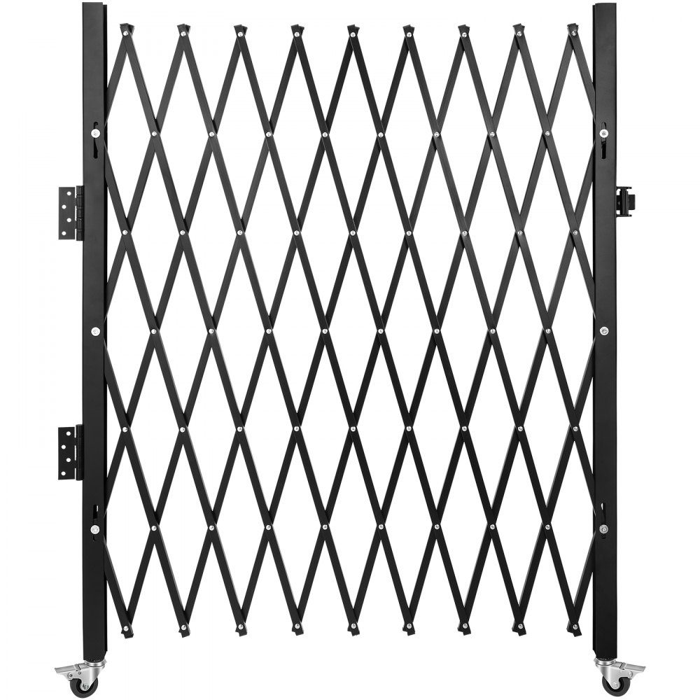 Single security gate, folding door gate, steel accordion security gate, 190×131cm (W×H) expandable security gate, 360° rolling barricade gate, scissor gate or padlocked door