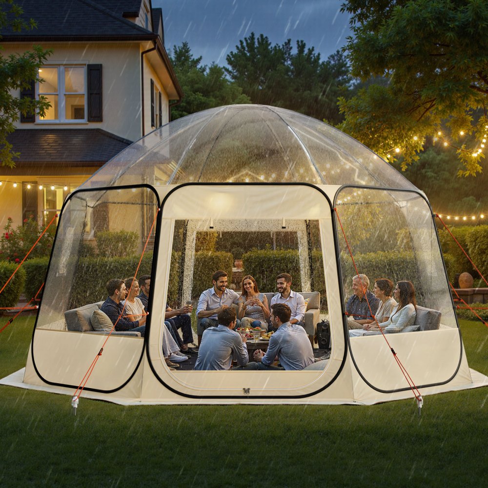 Pop-up bubble tent 458x432x230cm transparante kampeertent tuinkoepel iglotent met ramen sporttent 540° panoramisch zicht voor 12-15 personen patio achtertuin Pop-up bubble tent 458x432x230cm transparante kampeertent tuinkoepel iglotent met ramen sporttent 540° panoramisch zicht voor 12-15 personen patio achtertuin