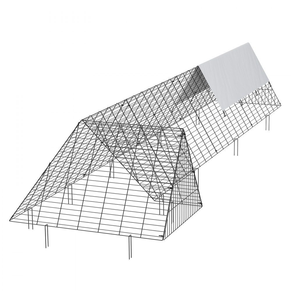 Chicken Tunnel 400 x 100 x 61.5cm (L x W x H) Yard Chicken Cage Portable Outdoor Chicken Tunnel with Corner Frame Chicken Coop Enclosure Suitable for Chickens Ducks Rabbits