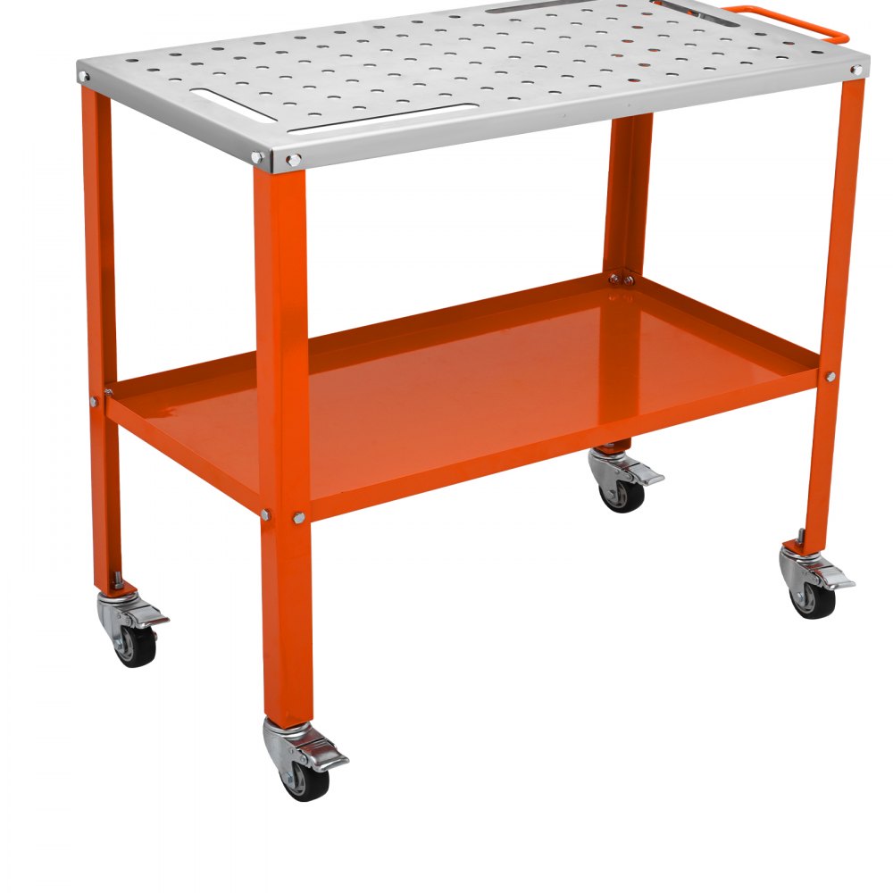 Mobiele lastafel 36" x 18" laswerkbank 1200 lb laadvermogen Gatentafel 94 gaten (φ 0,6") Werkbank Koolstofstalen werktafel Laswagen op wielen 4 gereedschapssleuven Mobiele lastafel 36" x 18" laswerkbank 1200 lb laadvermogen Gatentafel 94 gaten (φ 0,6") Werkbank Koolstofstalen werktafel Laswagen op wielen 4 gereedschapssleuven