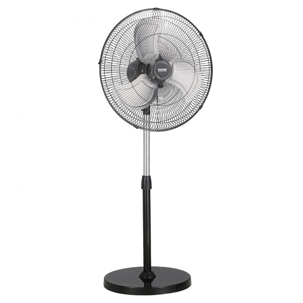 Industrial Pedestal Fan 570mm 90 Degree Oscillation Fan Height Adjustable Fans with 3 Adjustable Speeds Wind Machine for Workshop Warehouse Black