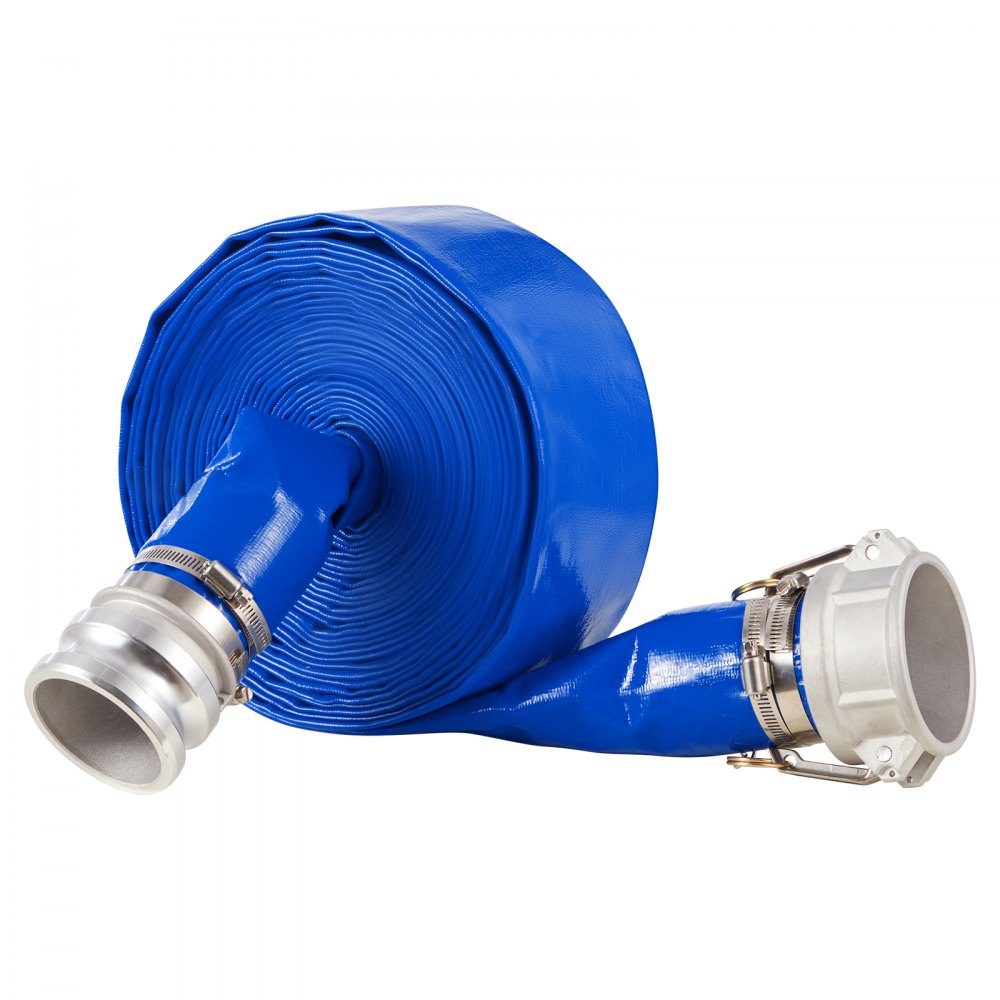 Wąż płaski o wymiarach 76,2 mm x 15,24 m Wąż kanalizacyjny z zaciskami Złącza aluminiowe Camlock Odpowiednie do różnych pomp, oczyszczania ścieków, transportu wody i innych celów