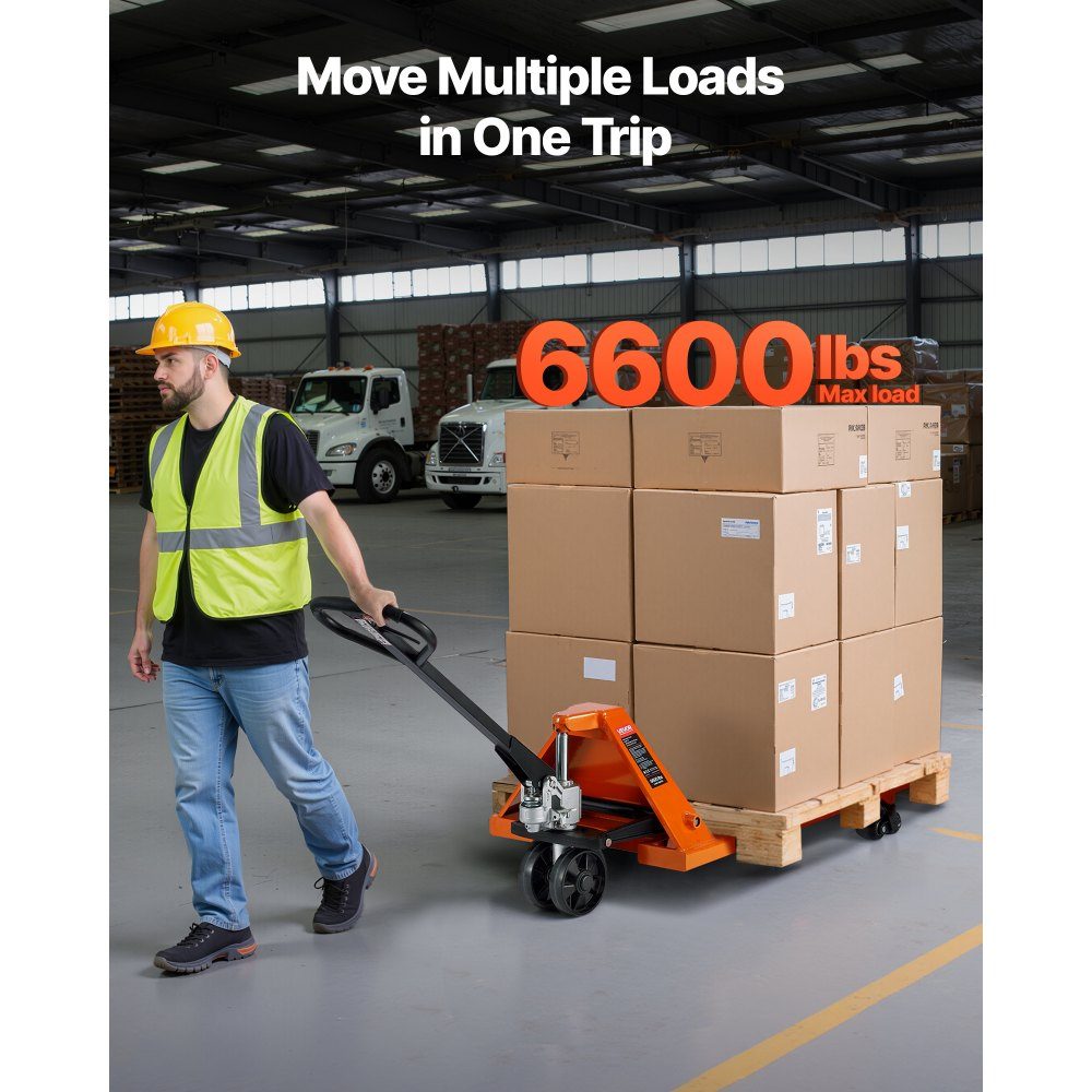 Pallettruck, 3T laadvermogen, handpallettruck met vorken van 1220 x 685 mm, pallettruck met vorkhefhoogte van 8,5-18 cm, pallettruck voor fabrieken, magazijnen, supermarkten en laden van vrachtwagens