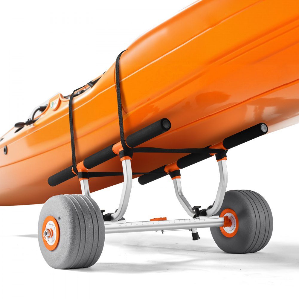 Kajaktrolley 158kg kanowagen met 12" opblaasbare PU-banden en vastzetriem Boottrolley voor het transporteren van kajaks Kano's Paddleboards Jon Boats Watersportuitrusting 810 x 990 x 570 mm