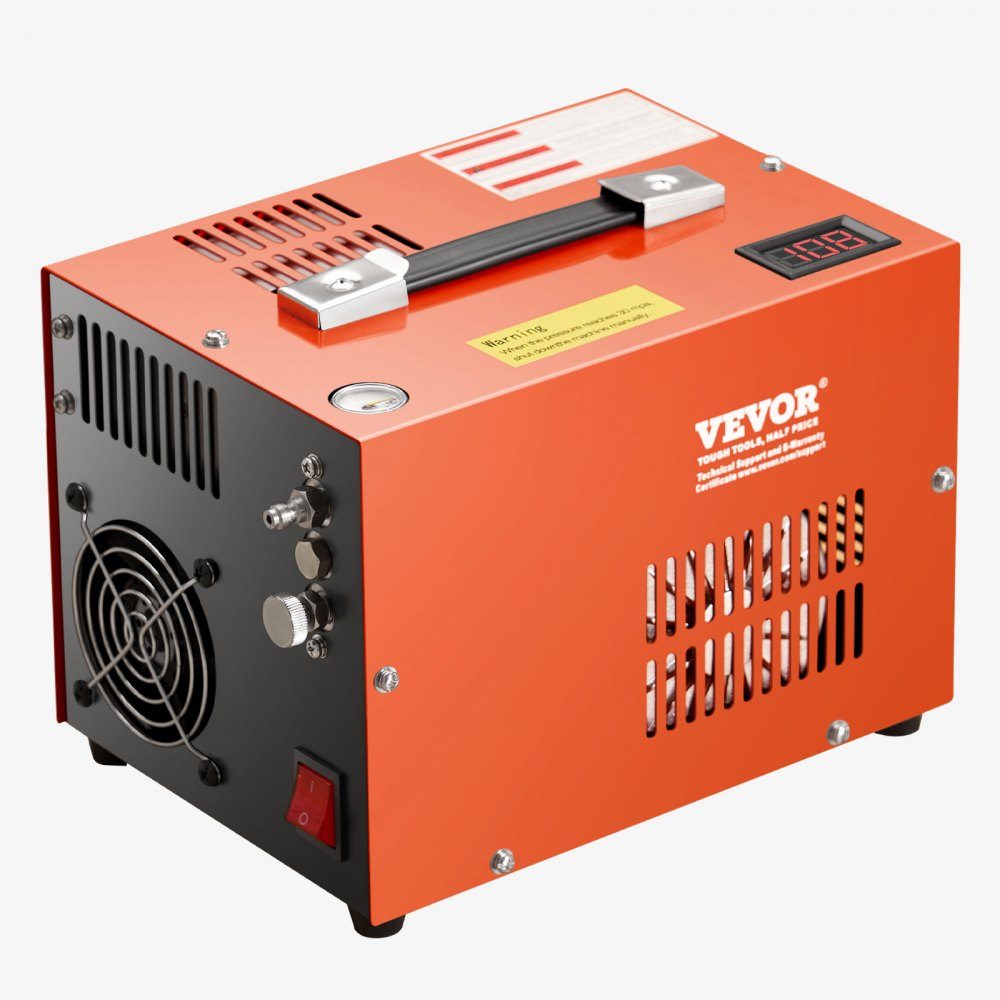 PCP-Luftkompressor, 4500 PSI PCP-Luftgewehrkompressor mit integriertem Konverter und Lüfterkühlsystem, DC12V/AC230V-Kompressorpumpe mit manuellem Stopp für Luftgewehr-, Paintball- und Tauchflaschen
