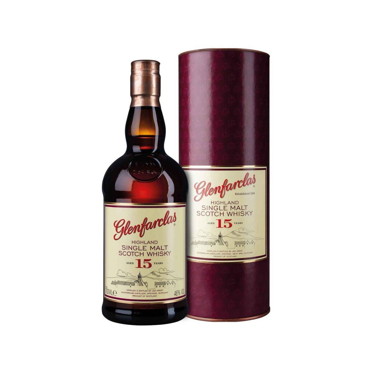 Glenfarclas Highland Single Malt Scotch Whisky 15 Jahre mit Geschenkbox 46 % Vol