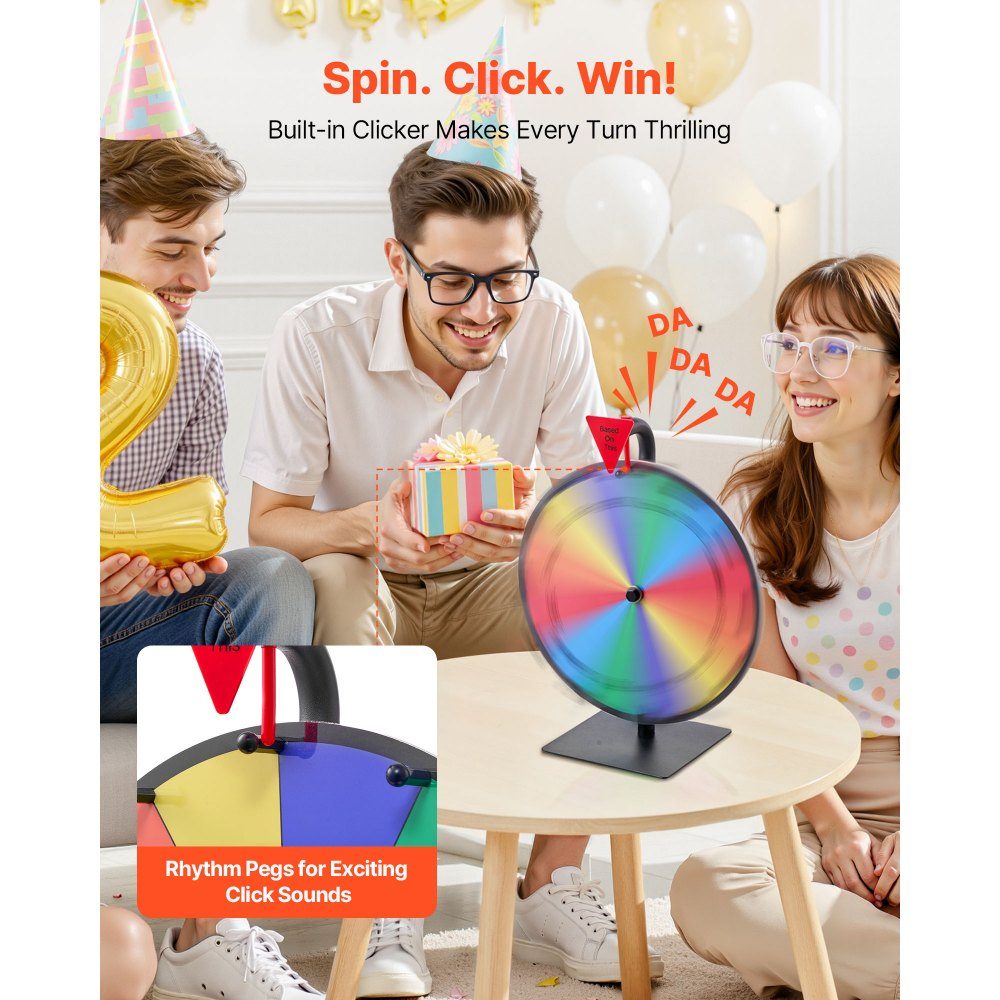 Roue de la Fortune, Roue de la Fortune (305 mm), 12 Compartiments, Roue de la Fortune avec Support, Jeux de Loterie, Gagner, Roulette, avec Tableau Éponge et 2 Marqueurs, 6 Couleurs, Roue des Prix, Idéale pour Fête, Pub, Foire Commerciale
