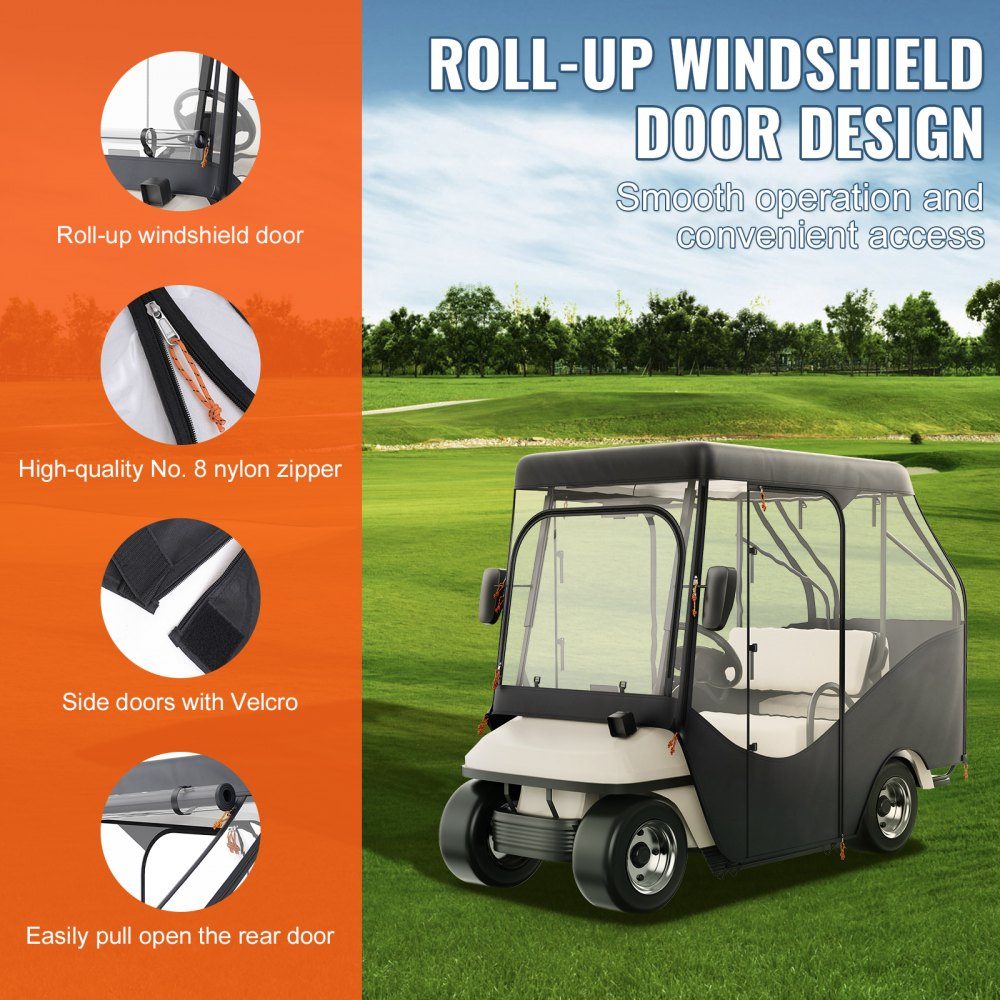 Clear Golf Cart Rain Cover 4 Person Golf Cart Cover 152x110cm 420D Polyester Waterproof Portable Mobile Golf Cart Storage Cover Fits EZGO TXT Golf Carts