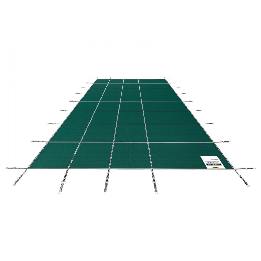 Pool tarpaulin, suitable for rectangular, in-ground pools (4.9 x 9.8 m), safety cover with drainage holes, opaque mesh cover for swimming pools, winter tarpaulin, green