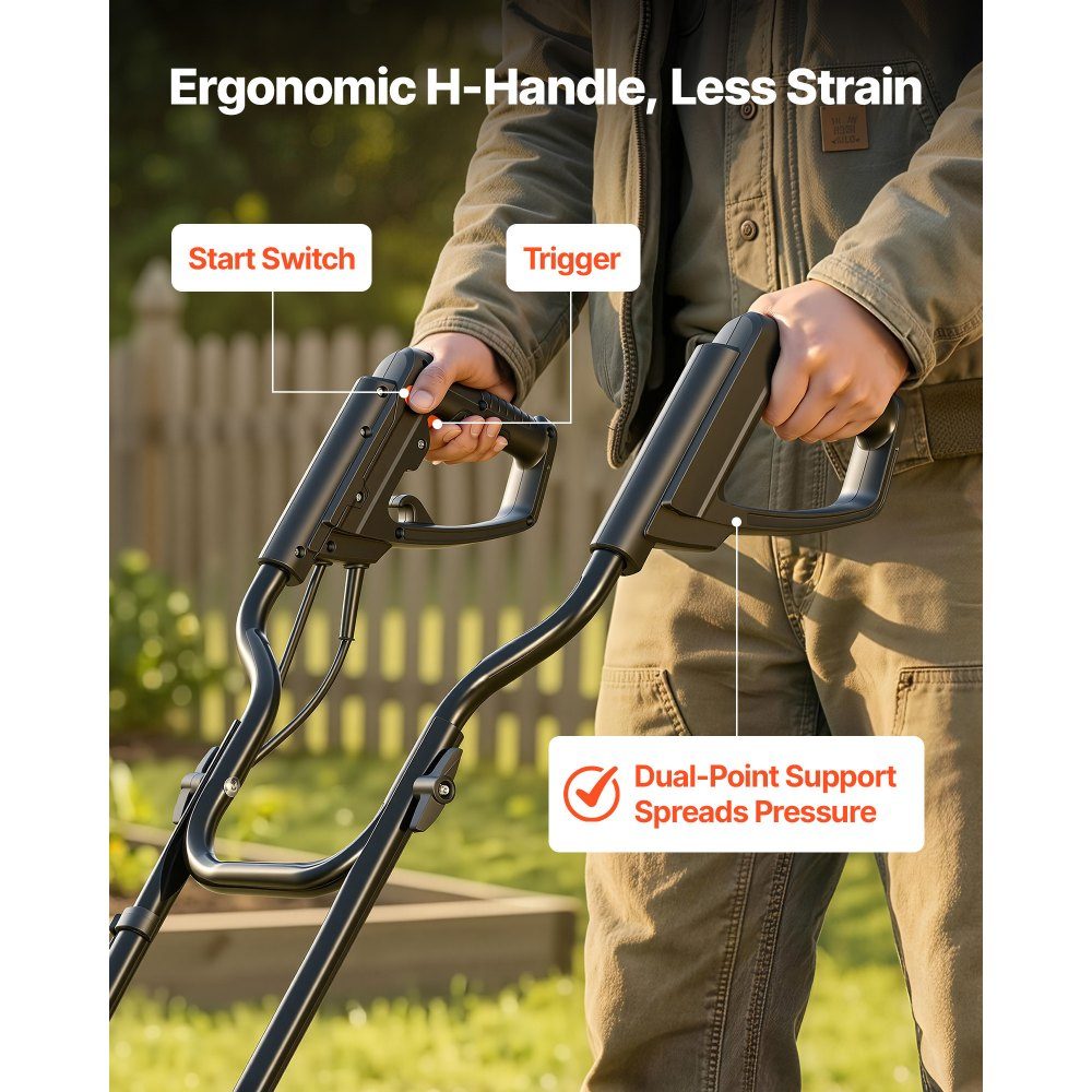 Electric motor hoe 36 cm working width, 22 cm working depth, 1200 W motor hoe, soil shredder, cultivator with steel tines & folding handle, garden tiller for lawn, yard and garden maintenance
