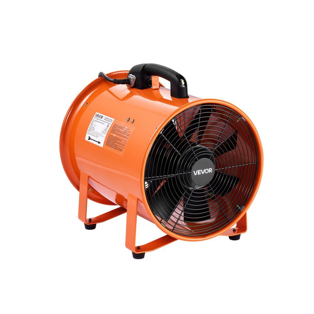 Bauventilator, 300 W Wechselstrommotor, Bauventilator, 2810 U/min, Bauventilator, Gebläse 1214 l/s (2574 CFM), Axialventilator, 10 m Schlauch, Axialventilator, 79 dB Geräuschpegel, Industrieventilator IP44