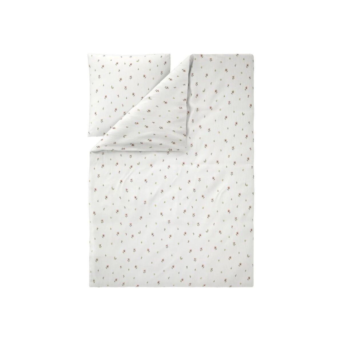 LIVARNO® bed linen, made of muslin, 135 x 200 cm, flowers/white