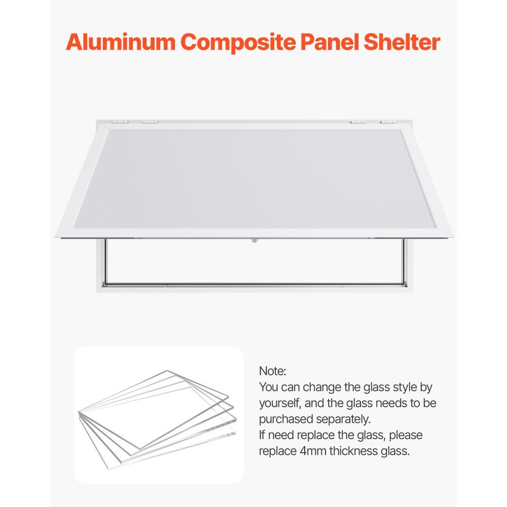 Snack window (1880 x 1016 mm), service window with aluminum frame for snack trailers, serving window with 85° opening angle for food trucks, rainwater-resistant drinks window