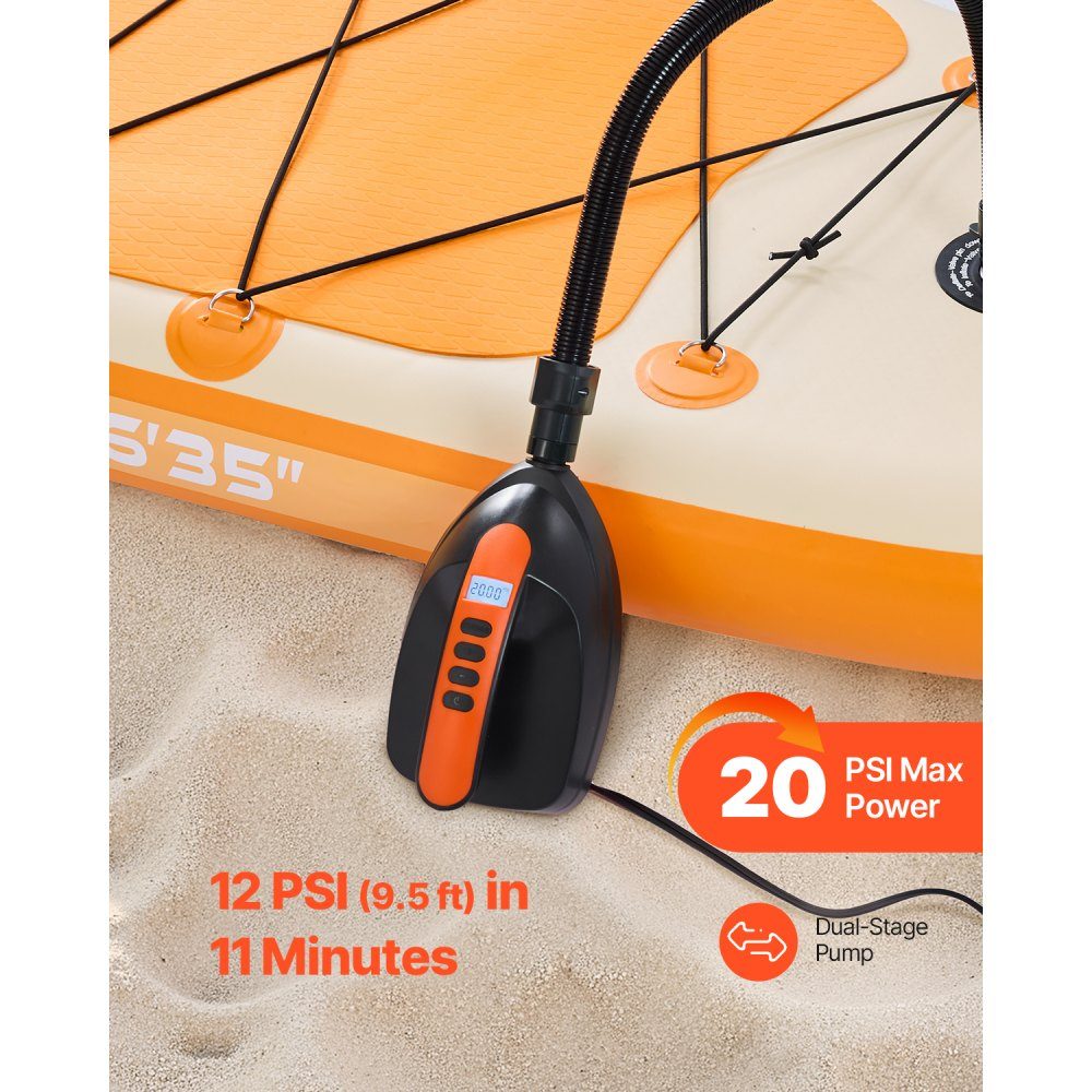 Pompka do paddleboardu (20 PSI), elektryczna pompa powietrza SUP z prędkością napełniania 70 l/min, automatyczne wyłączanie i 12-V-Gleichstromanschluss, inflacja idealna do nadmuchiwanych namiotów do paddleboardu