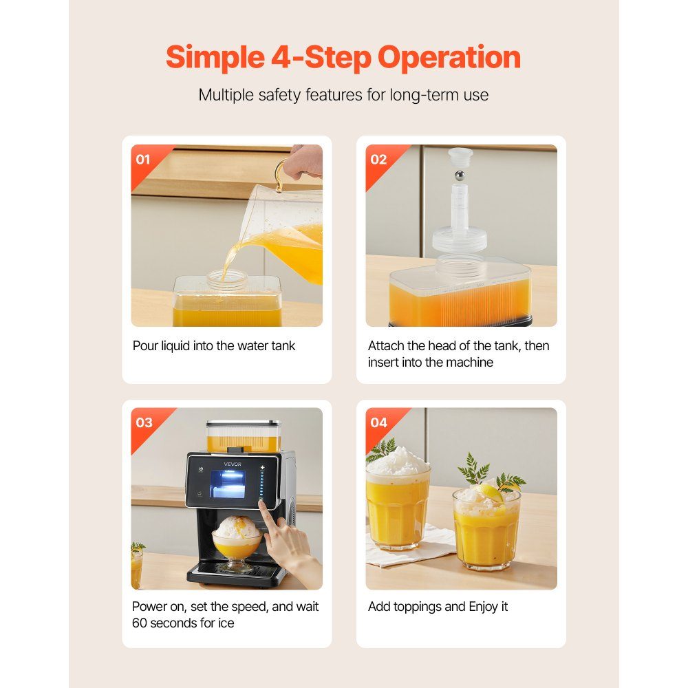 Snowflake Ice Machine, 20kg/day Ice Shaving Machine, Ice Shaver with Stainless Steel Blade, Electric Bingsu Machine with 0.8L Tank, 90 Quick Cooling, for Small Events at Home