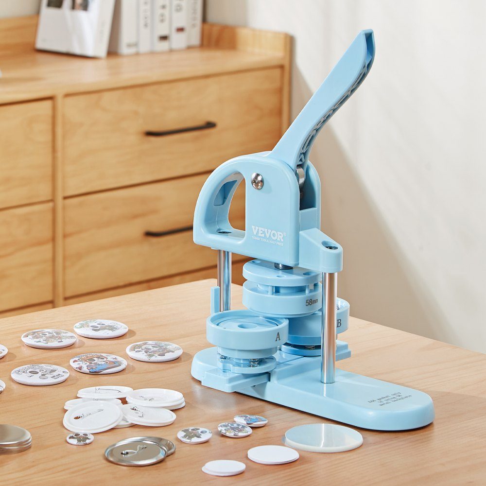 Button Maker Button Making Machine 25/32/58mm 3 in 1 Pinmaker 300 Button Parts Button Maker Machine with Panda Magic Book Bow Handle Punch Set for DIY Gifts for Kids