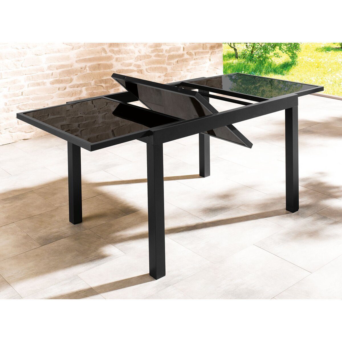 Gartentisch Aluminium schwarz ausziehbar