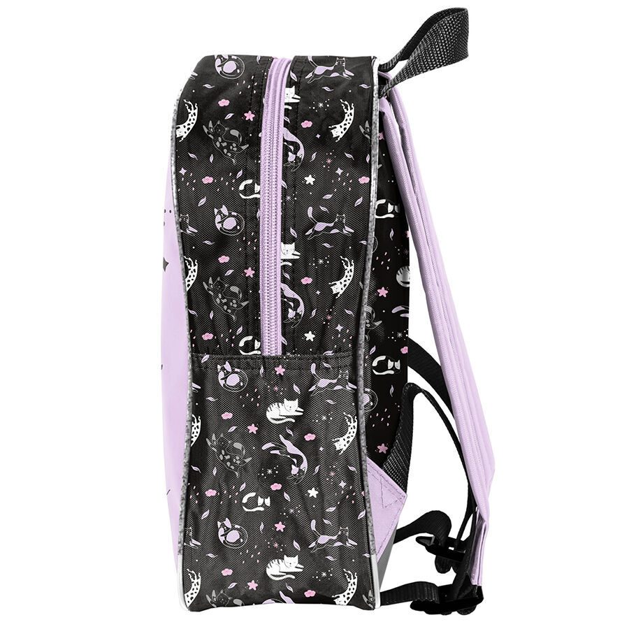 Small 3D striped kitty kindergarten backpack with cat