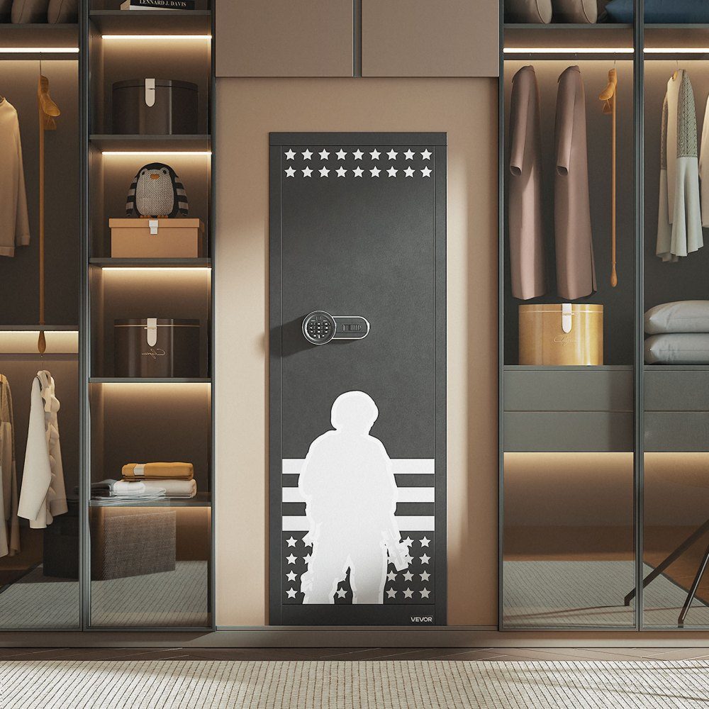 Gun Cabinet Long Gun Cabinet for 10-12 Rifles, Gun Safe with 4 Gun Bags and 3 Adjustable Shelves, Large Gun Cabinet with Key and Password Lock, Assembly Required