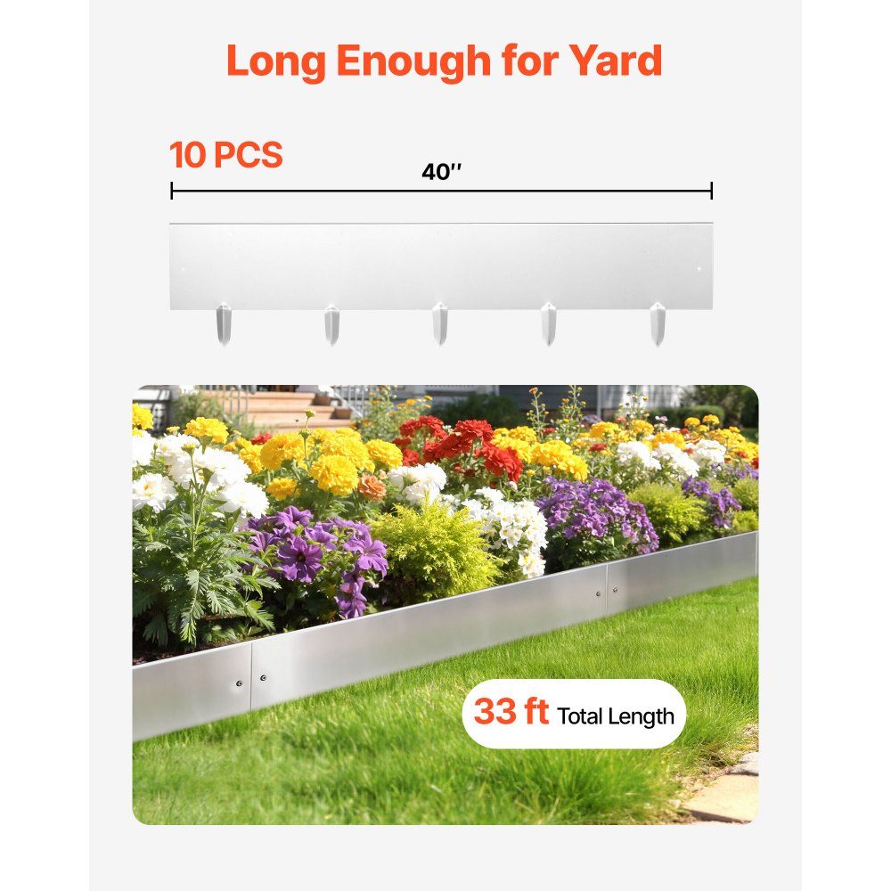Lawn edging, pack of 10, 100 x 23 cm, bed edging, bed edging made of Corten steel with 11 connecting plates, bed edging, lawn slabs, mowing edge, garden palisade made of metal for flower beds and garden paths