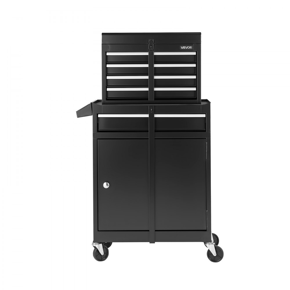 Werkplaatswagen, 2-in-1 design gereedschapswagen met 5 laden en uitneembare metalen gereedschapskist, sluitstang, beschermende voering en gereedschapsrek, garage-organizer voor magazijn, werkplaats Werkplaatswagen, 2-in-1 design gereedschapswagen met 5 laden en uitneembare metalen gereedschapskist, sluitstang, beschermende voering en gereedschapsrek, garage-organizer voor magazijn, werkplaats