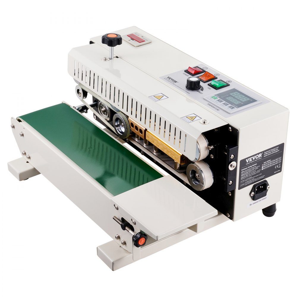 Continuous Bag Tape Welding Machine, 0.24-0.47"/6-12mm Welding Width, Horizontal Belt Welding Machine with Digital Temperature Control, Bag Welder for 0.02-0.8mm Plastic Bags with Counting Function