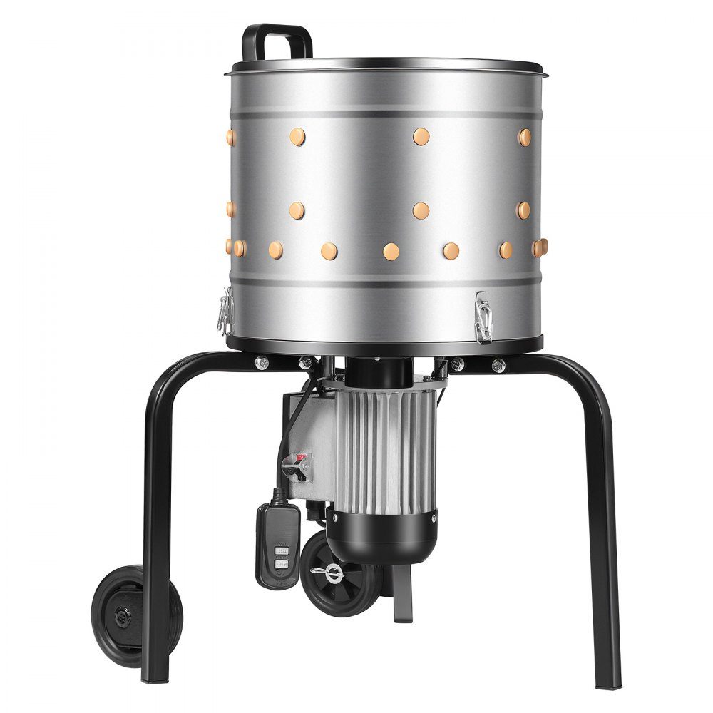 Poultry Plucking Machine, 400mm Drum, 500W, 230RPM, Electric Plucking Machine with 114 Soft Fingers and Transport Wheels, Stainless Steel Feather Remover for Processing 1-2 Chickens