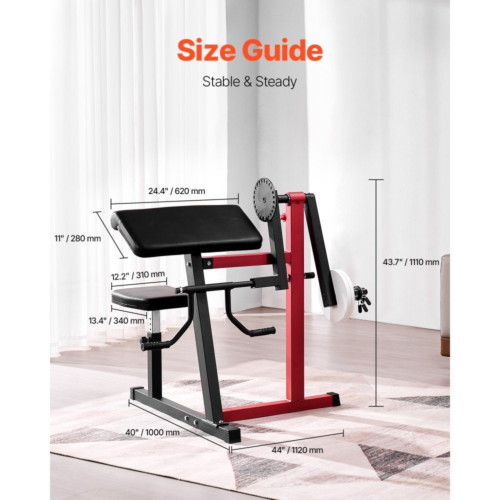 Banc de curl Preacher, banc de curl biceps 2 en 1 et machine d'extension de triceps, station de biceps isolée avec bras assis, banc de musculation, équipement d'entraînement de gymnastique à domicile