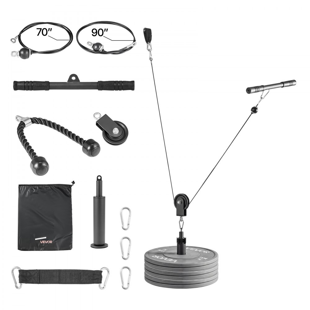 Seilzug, 1 Stück Latzug, Belastbarkeit bis 127 kg, Krafttrainingsgerät mit Latzugstange, Seilzug, Übungen für Arme, Rücken, Schultern, Seilzugsystem, DIY Latzugturm für Heimtrainer, Fitnesscenter zu Hause