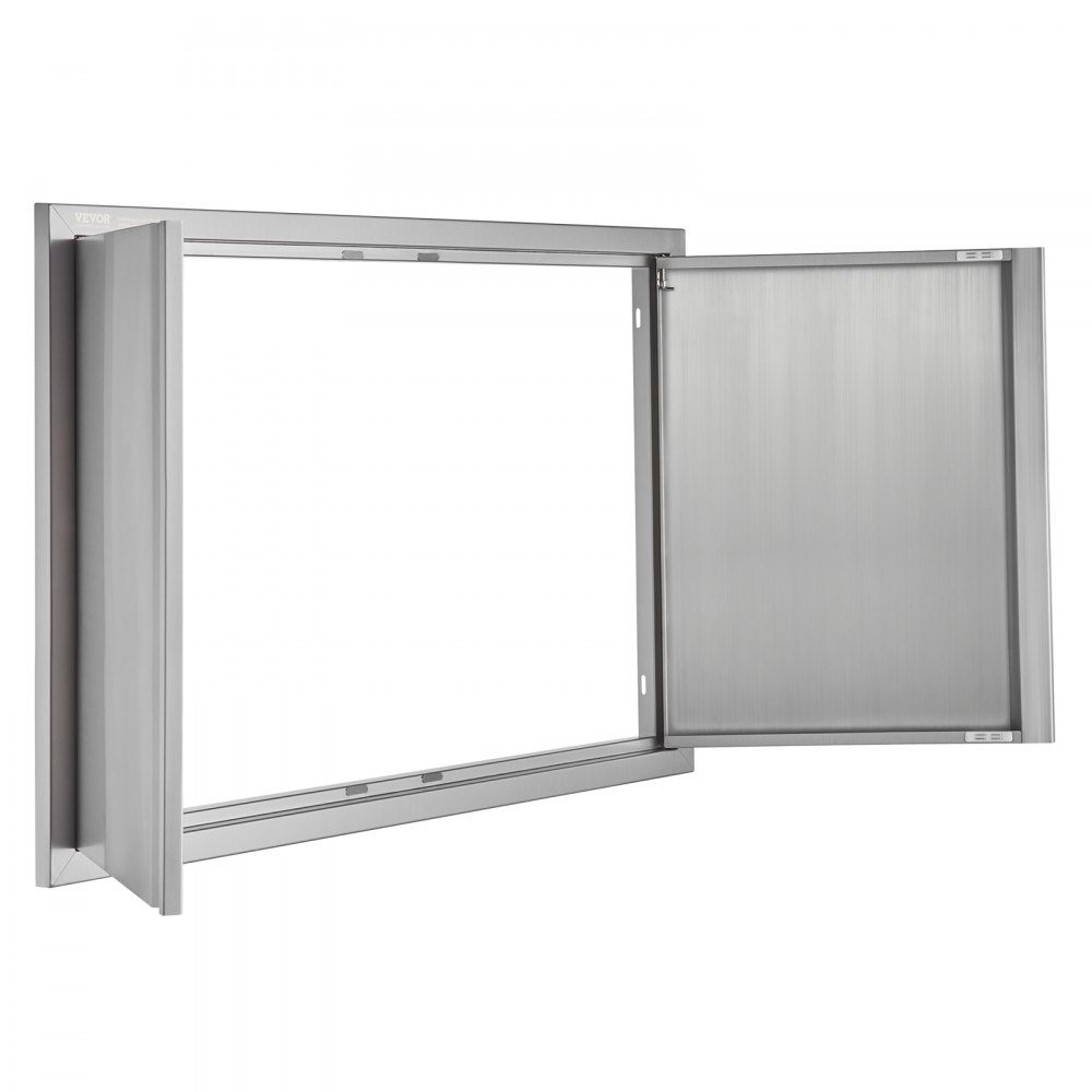 Grill Access Door 914x610mm Double Outdoor Kitchen Door Flush Mount Stainless Steel Door Vertical Wall Door with Retractable Handles for Grill Island Grill Station Outdoor Cabinet