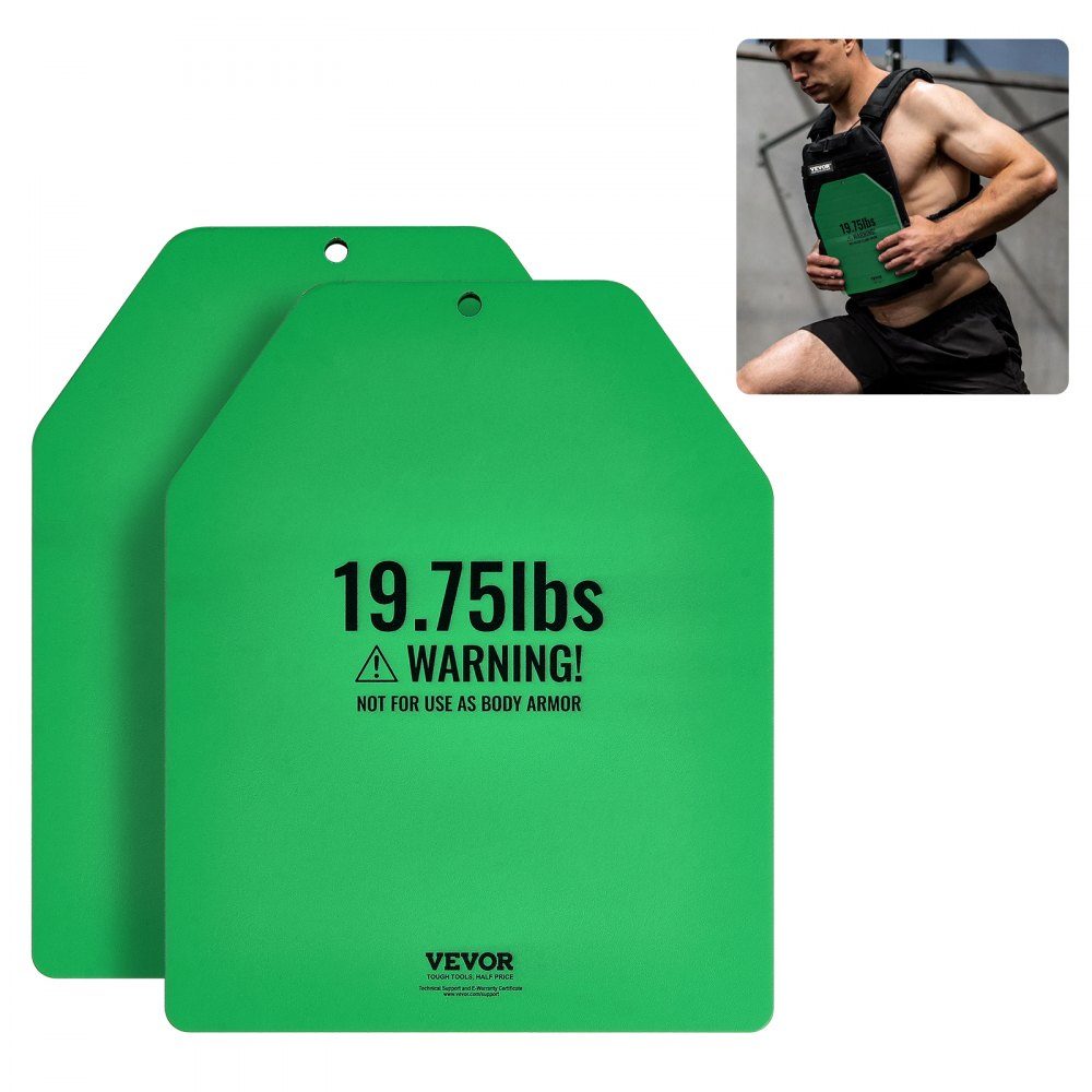 Weight Vest Weight Plates 8.9kg Pair Premium Steel Weight Plates Ergonomic Fit - WODs Extra Weight for Weight Vests Strength Training Running Fitness Green