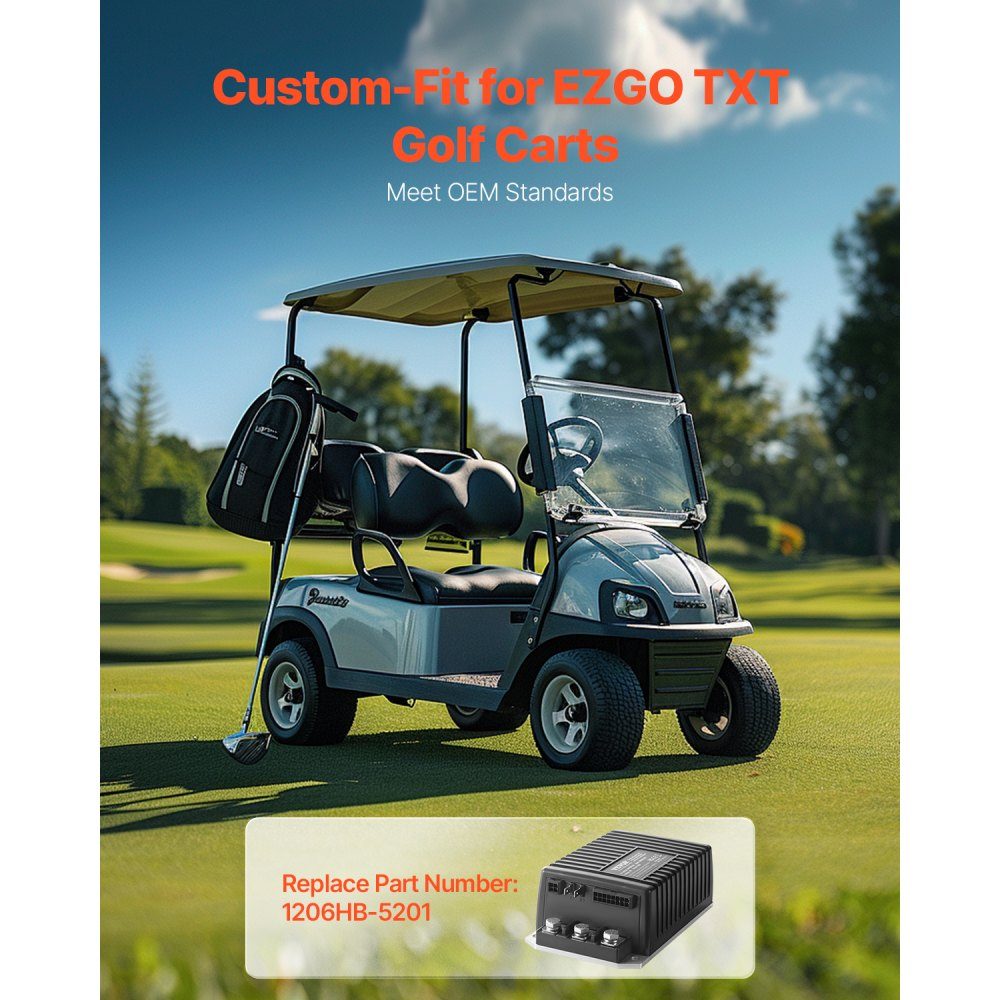 Golf Cart Speed ​​Controller, 48V 250A Replacement DC Motor Controller for EZGO TXT Golf Cart, IP65 Rating, Aluminum ABS Housing, Compatible with Models 1206HB-5201