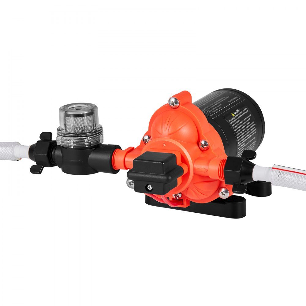 Diaphragm pump, 12V DC, 15.1L/min, self-priming 3-chamber diaphragm water pump with automatic pressure switch, 2.75 bar pressure for motorhome, caravan, ship, yacht, car wash