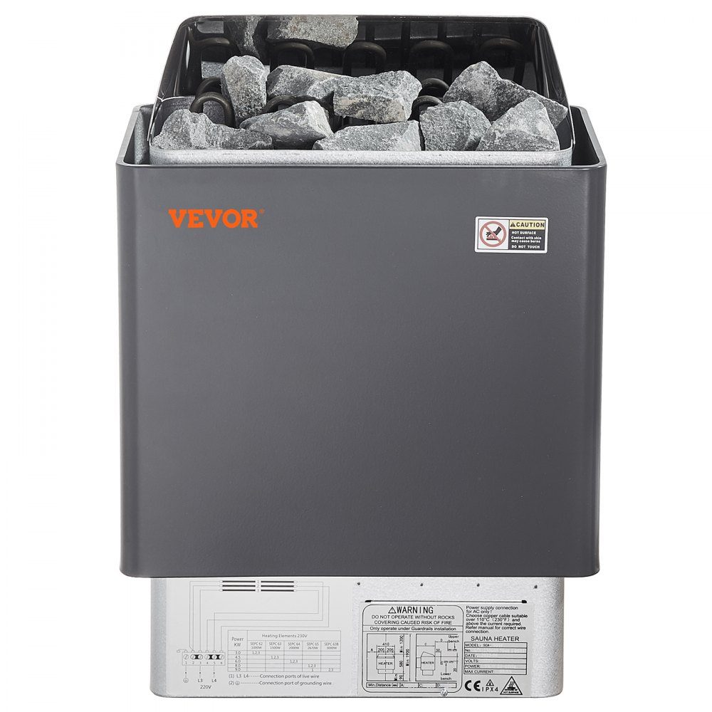 Piec do sauny 6kW 400V 3N Przenośny piec do sauny wewnętrznej, zewnętrznej z 3-godzinnym timerem Sterowanie cyfrowe do użytku komercyjnego w domu o powierzchni 5–9 m3 w hotelowych prysznicach spa Maks. 110°C
