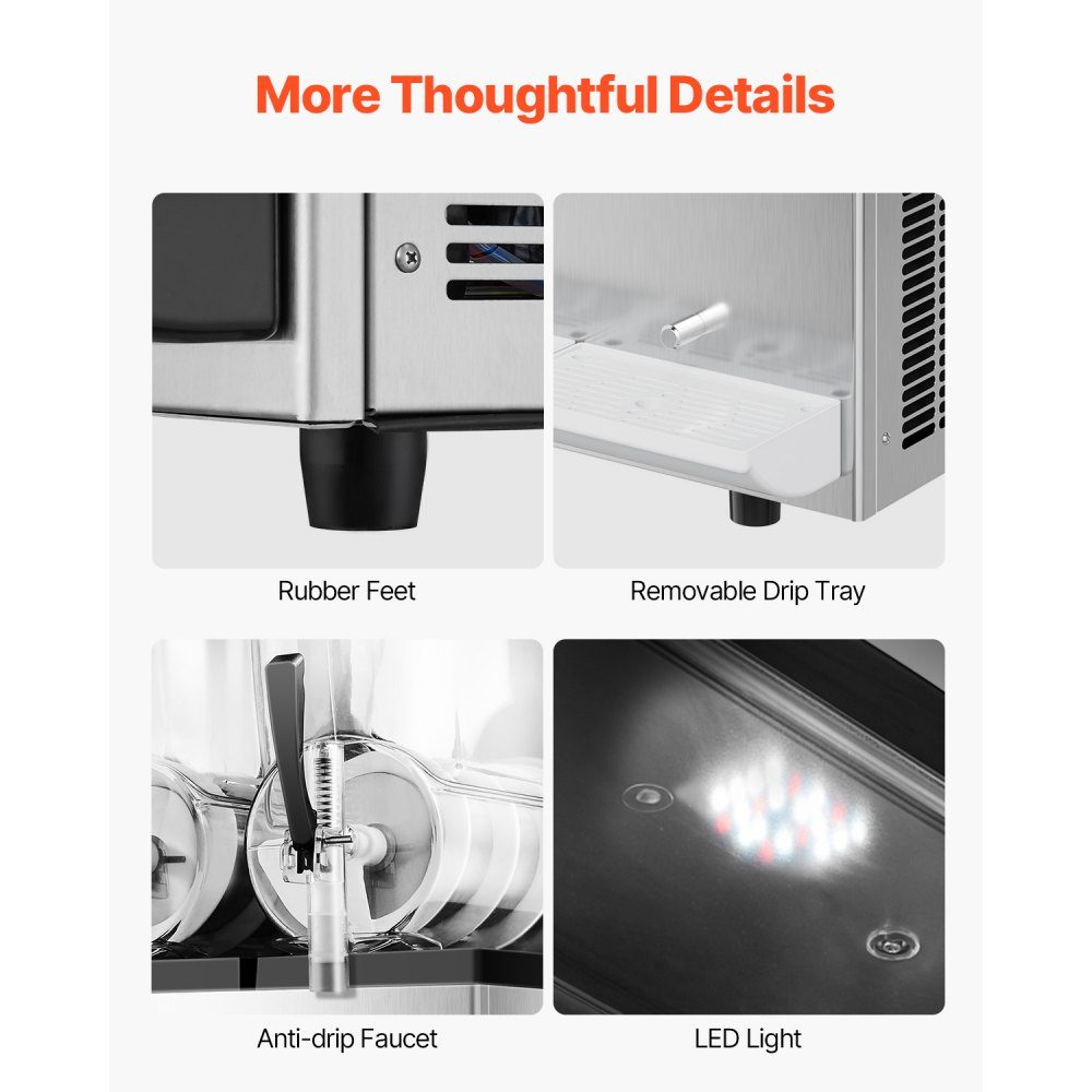Commercial Slush Ice Cream Maker, 12L x 3, Three Tank Frozen Drink Machine, 144 Cups, Stainless Steel Slush Ice Cream Maker with Keyboard, Soft Ice Cream Machine for Party, Restaurant, Cafe, Bar