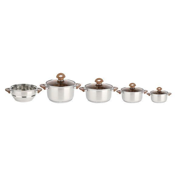 Set de casseroles en bois Premium Set Verso Wood en acier inoxydable