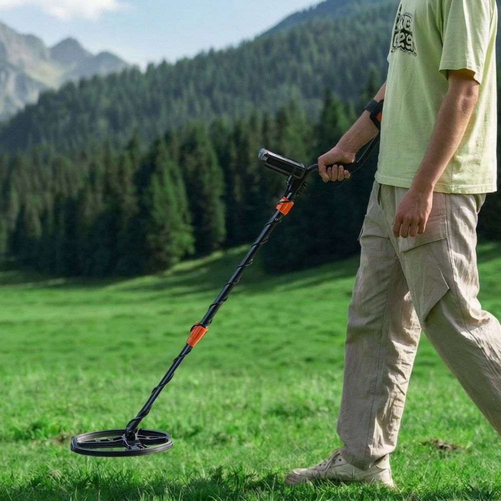 Metalldetektor für Erwachsene 254 mm, professioneller Metalldetektor mit 5 Modi, hochpräziser Golddetektor, IP68 wasserdichte Suchspule mit Display, Kopfhörer, verstellbare Länge, für Goldsuche