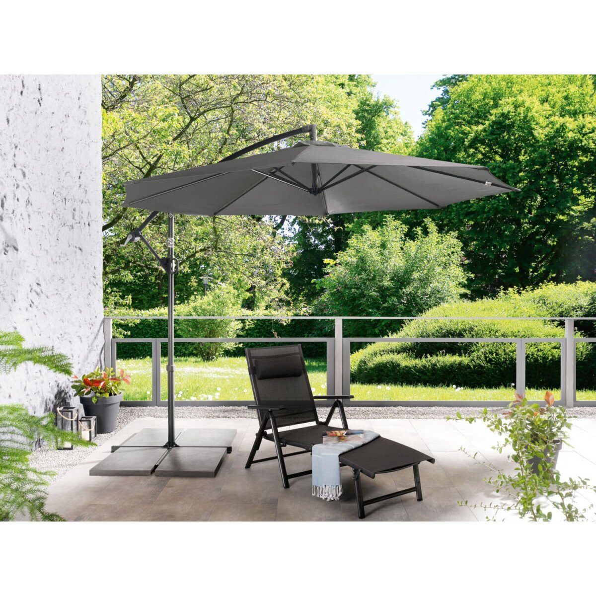 Sonnenschirm 300cm Ampelschirm Kurbelmarktschirm Garten wasserdicht Anthrazit