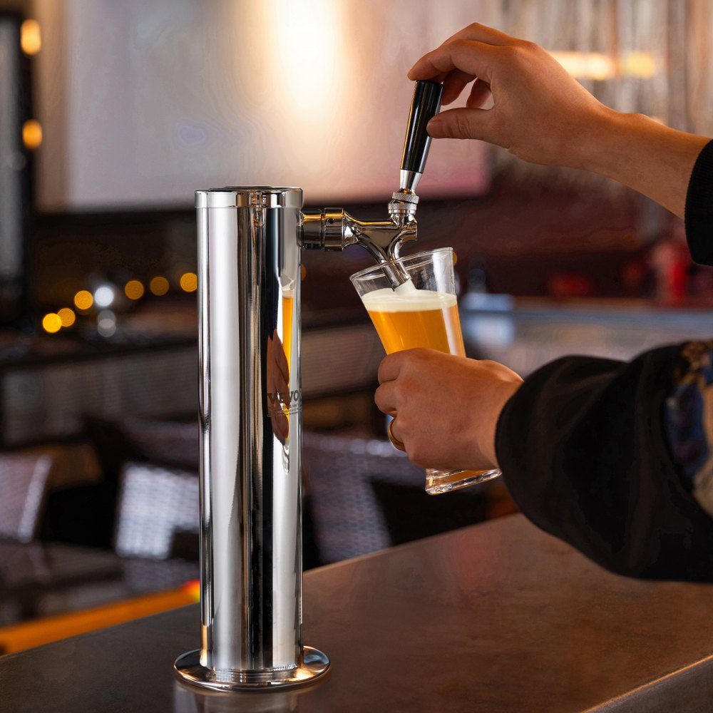 Zestaw wieży Kegerator, zestaw do konwersji piwa z jednym kranem, dozownik wieży piwa w beczce ze stali nierdzewnej z regulatorem W21.8 z podwójnym manometrem i łącznikiem beczki w systemie A, taca ociekowa piwa na imprezę domową