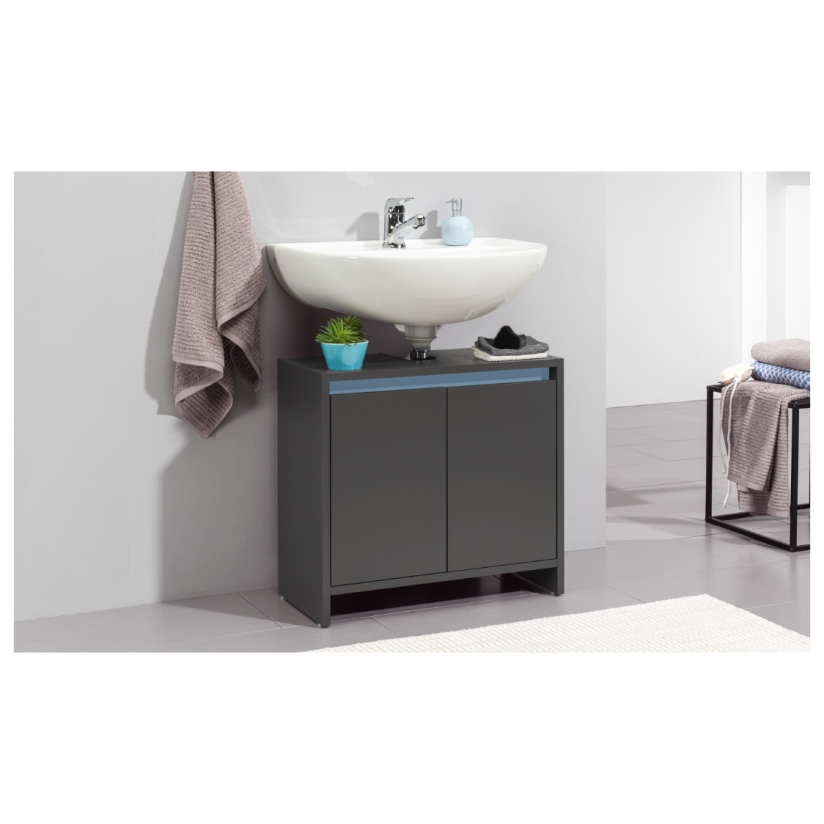 LIVARNO home Meuble vasque « Oslo » avec 2 portes, anthracite