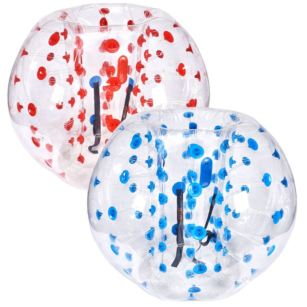 Boule de Choc de Pare-Chocs Gonflable 2 pièces 1,2 m x 1,03 m Boule de Collision Humaine Boule de Rebond à Bulles de Corps en PVC pour Les activités de Plein air Boule de Pare-Chocs Gonflable à Points Rouges + Bleus
