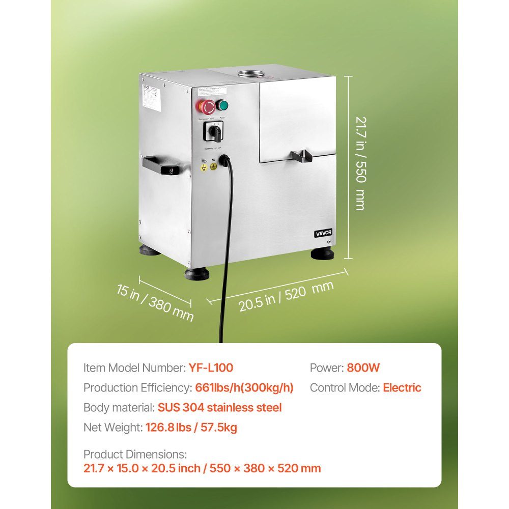 Commercial Sugarcane Juicer, 800W Electric Sugarcane Juicer with 300kg/h High Power, 4 Stainless Steel Rollers, Sugarcane Press Juicer (55x38x52cm)
