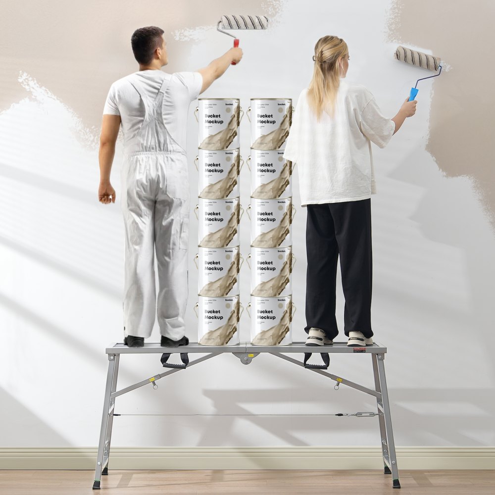 Arbeitsplattform, 700–1150 mm, klappbare Trittleiter aus legiertem Stahl, tragbare Arbeitsplattform, Tragfähigkeit 360 kg, Trittbankhocker zum Malen, Trockenbau, Reinigen, Waschen Arbeitsplattform, 700–1150 mm, klappbare Trittleiter aus legiertem Stahl, tragbare Arbeitsplattform, Tragfähigkeit 360 kg, Trittbankhocker zum Malen, Trockenbau, Reinigen, Waschen