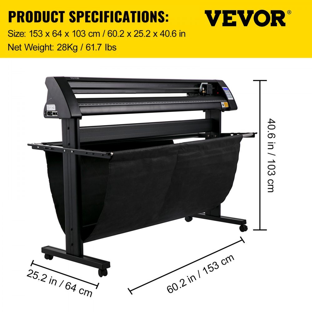 Vinyl cutting plotter Max. paper feed 1350 mm, foil cutter max. cutting width 1260 mm, plotter cutting speed 800 mm/s, semi-automatic, Signmaster, Windows compatible, LCD display