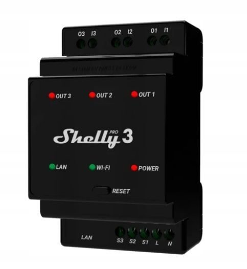 Shelly Pro 3 LAN WIFI BT 3-channel 16A machine wall distributor electrical distribution meter cabinet 3800235268094