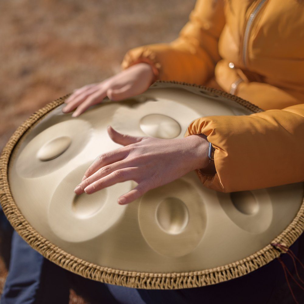 Handpan 55cm 10 Notes D Minor Hand Drum Drum Instrument with Mallets 432Hz Handpan Stand and Carry Bag Healing Steel Sound Drum Percussion Instruments for Adults and Beginners