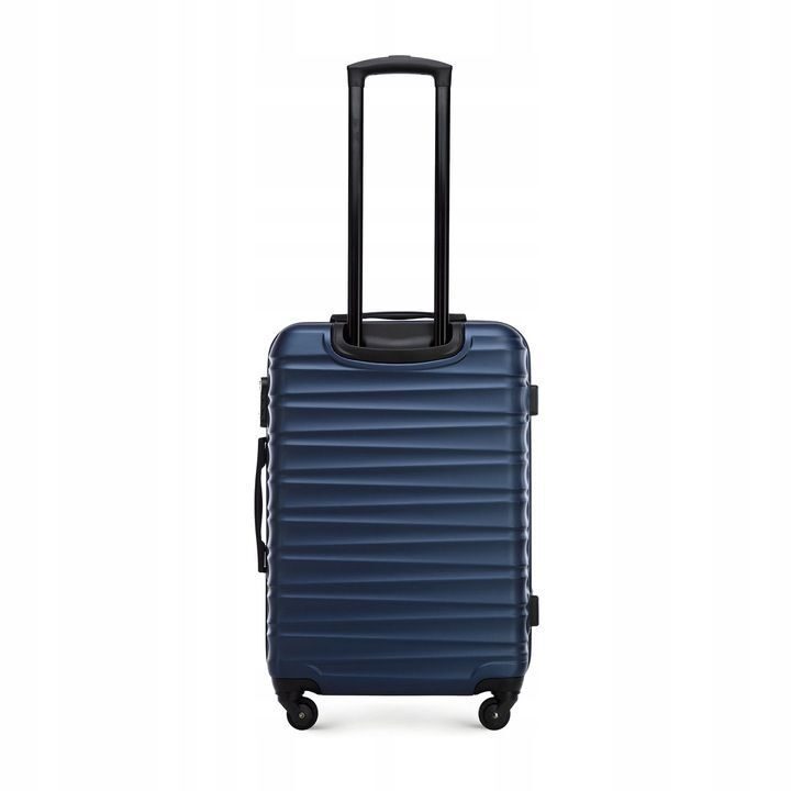 Large premium suitcase travel suitcase ABS plastic 96l with ribs dark blue