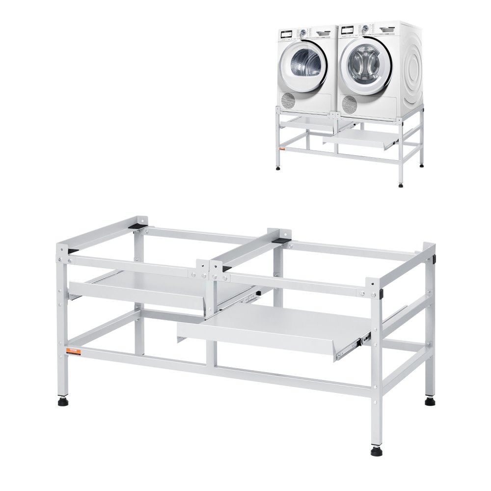 Base de machine à laver, plate-forme 1230 x 635 x 625 mm pour machine à laver, capacité de charge de 267 kg, base de machine à laver et de sèche-linge avec étagères surélevées, 4 pieds réglables pour soulever les machines à laver Base de machine à laver, plate-forme 1230 x 635 x 625 mm pour machine à laver, capacité de charge de 267 kg, base de machine à laver et de sèche-linge avec étagères surélevées, 4 pieds réglables pour soulever les machines à laver