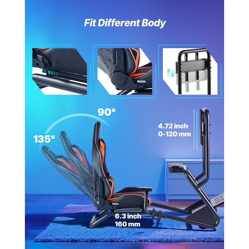 Lenkradständer, Rennradständer, Simulator-Cockpit mit Monitorständer, für Logitech G25, G27, G29, G920, G923, Thrustmaster T300RS, TX F458, T500RS, T3PA-PRO (F1/GT) und CSR-Pedale